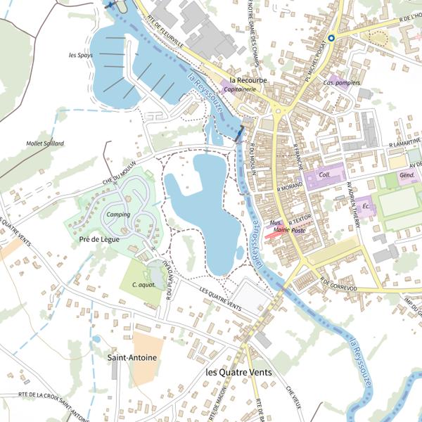 Plan cartographique de Plan d'Eau de Manziat (Reyssouze)