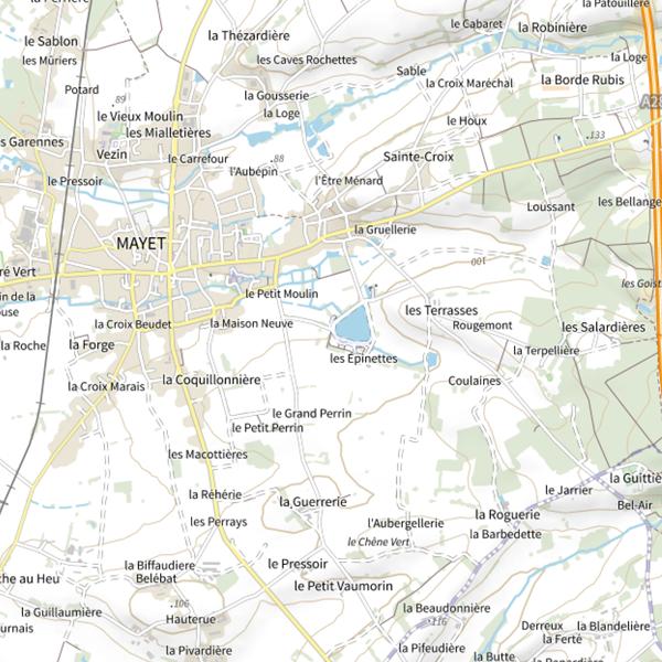 Plan cartographique de Plan d'eau de Mayenne (Mayet)