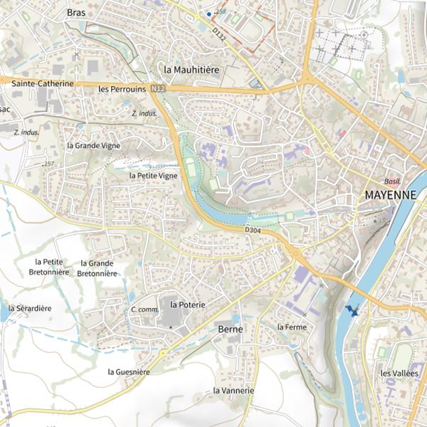Plan cartographique de Plan d'Eau de Mayenne