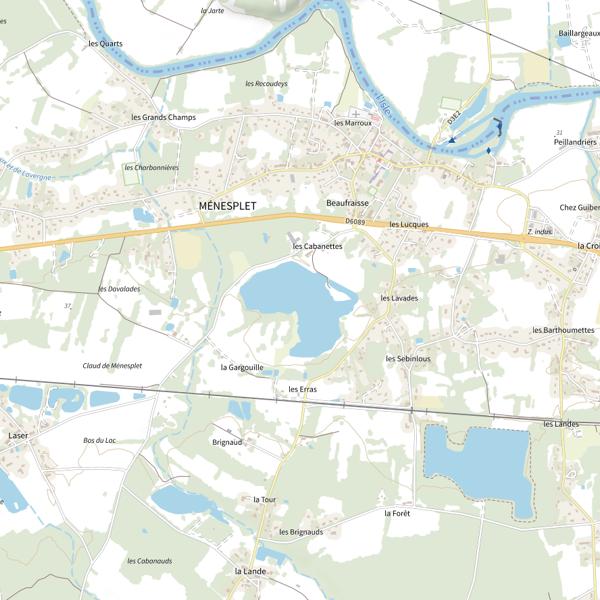 Plan cartographique de Plan d'Eau de Ménesplet 01