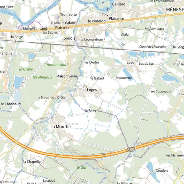 Plan cartographique de Plan d'eau de Ménesplet