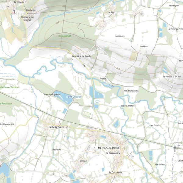 Plan cartographique de Plan d'Eau de Mers (Mers-sur-Indre)