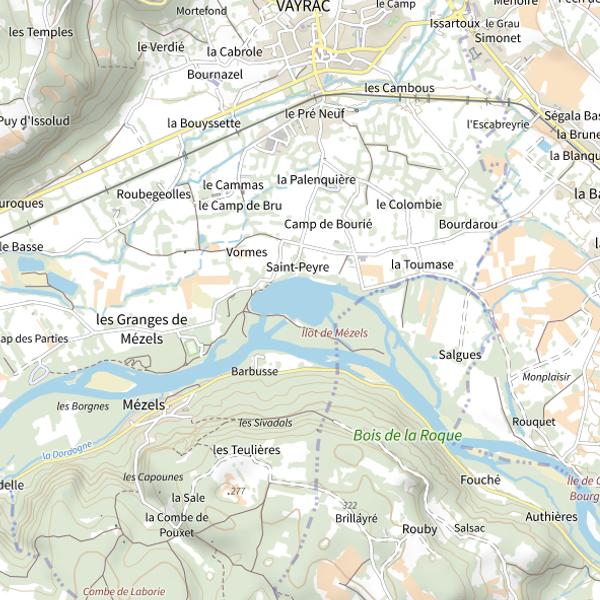 Plan cartographique de Plan d'Eau de Mézels
