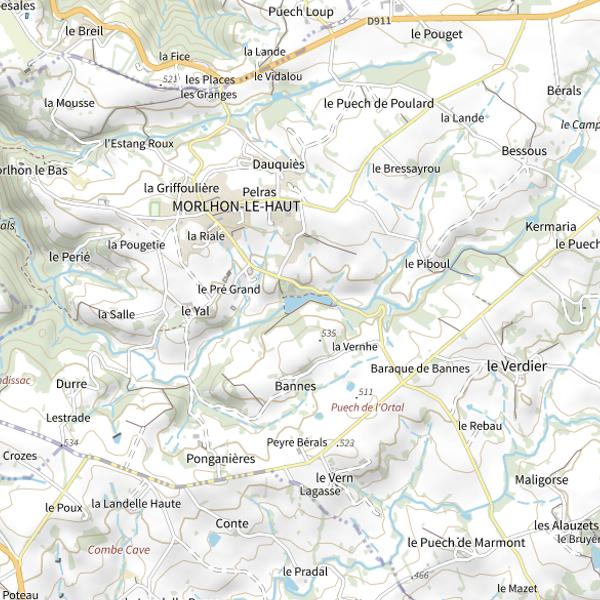 Plan cartographique de Plan d'eau de Morlhon