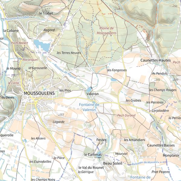 Plan cartographique de Plan d'Eau de Moussoulens