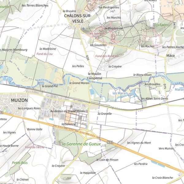 Plan cartographique de Plan d'Eau de Muizon-Gare