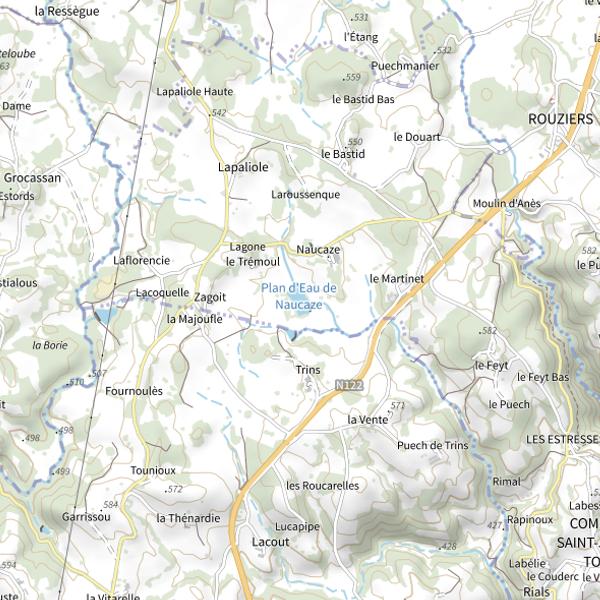 Plan cartographique de Plan d'eau de Naucaze
