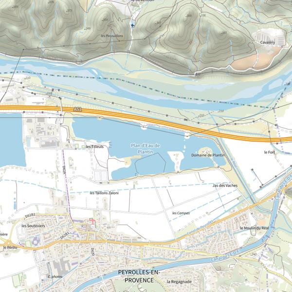 Plan cartographique de Plan d'Eau de Plantain Ou Lac de Peyrolles