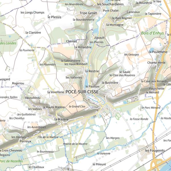 Plan cartographique de Plan d'Eau de Pocé sur Cisse