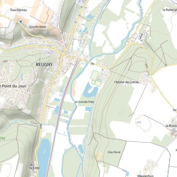 Plan cartographique de Plan d'Eau de Reugny