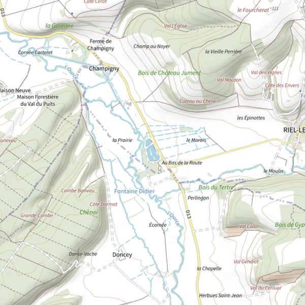 Plan cartographique de Plan d'Eau de Riel les Eaux