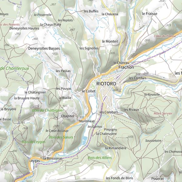 Plan cartographique de Plan d'eau de Riotord à Riotord