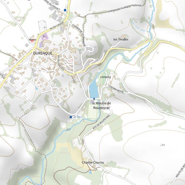 Plan cartographique de Plan d'eau de Roupeyrac (lâchers de truites- payant)