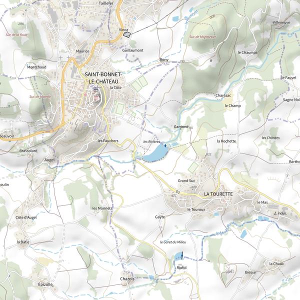 Plan cartographique de Plan d'eau de Saint Bonnet le Chateau