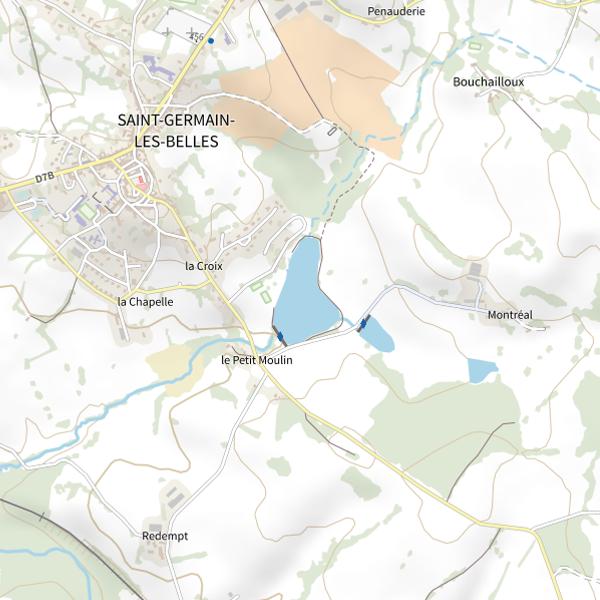 Plan cartographique de Plan d'Eau de Saint Germain les Belles