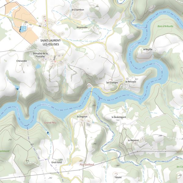 Plan cartographique de Plan d'Eau de Saint Marc Ou Dognon (Saint-Laurent-les-Églises)