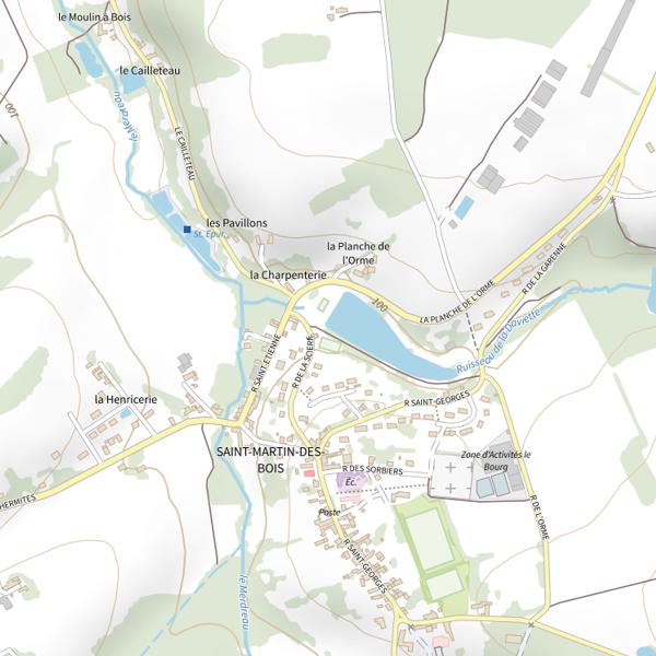 Plan cartographique de Plan d'eau de Saint Martin des Bois