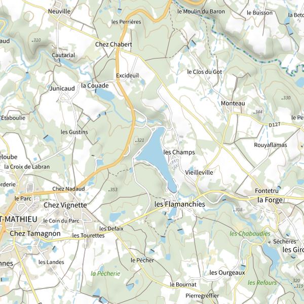 Plan cartographique de Plan d'Eau de Saint Mathieu