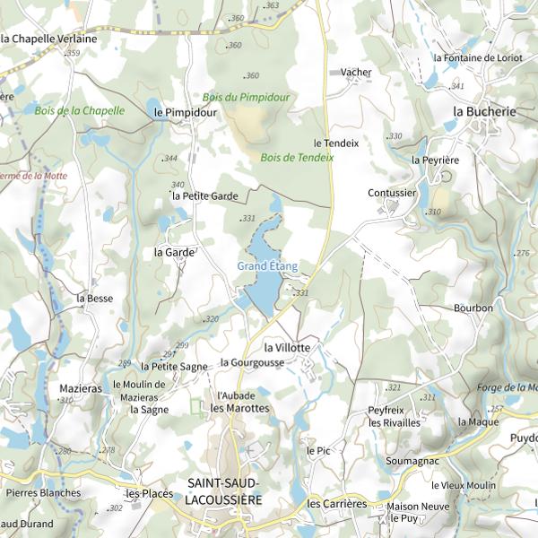 Plan cartographique de Plan d'eau de Saint Saud