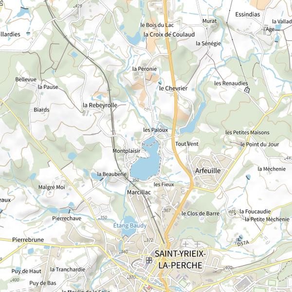Plan cartographique de Plan d'Eau de Saint Yriex la Perche