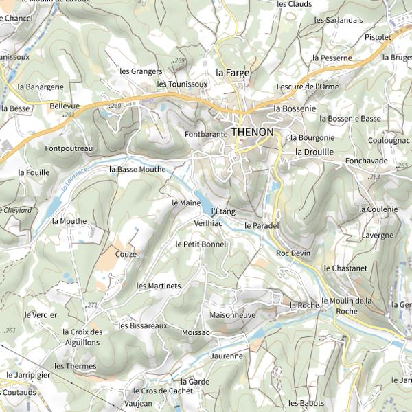 Plan cartographique de Plan d'eau de Thenon