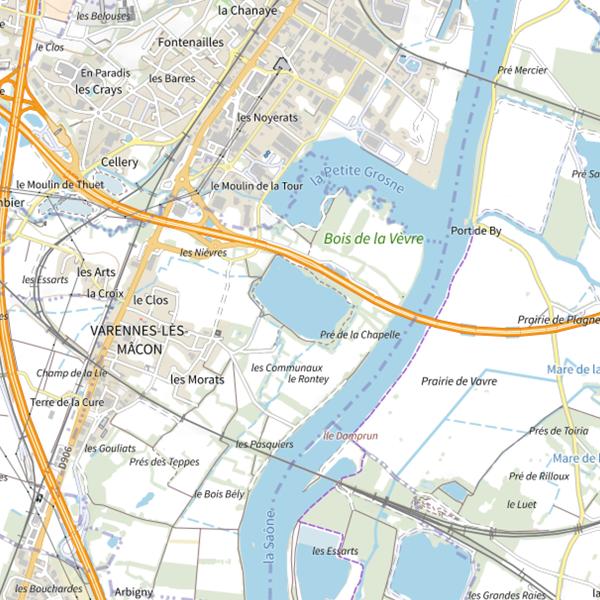 Plan cartographique de Plan d'Eau de Varennes les Macon
