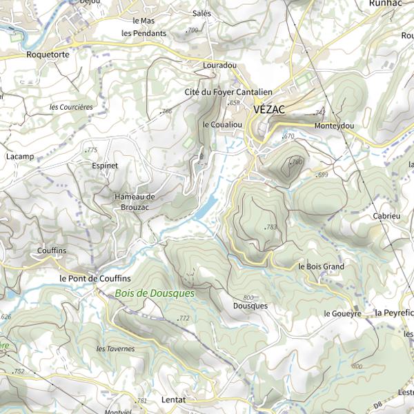 Plan cartographique de Plan d'eau de Vézac