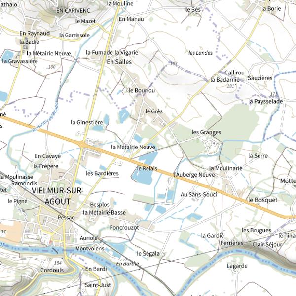 Plan cartographique de Plan d'Eau de Vielmur sur Agout