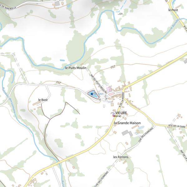 Plan cartographique de Plan d'Eau de Vieure
