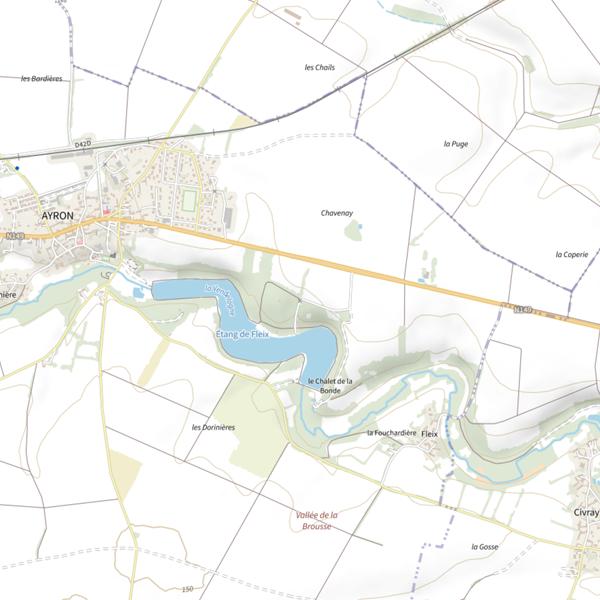 Plan cartographique de Plan d'eau de Vouillé (Ayron)