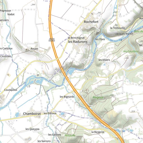 Plan cartographique de Plan d'Eau des Bignards (Bègues)