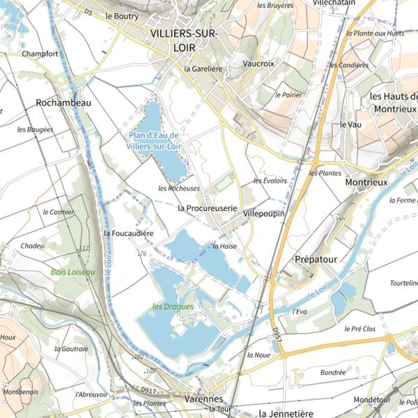 Plan cartographique de Plan d'eau des Bruyères (Villiers-sur-Loir)