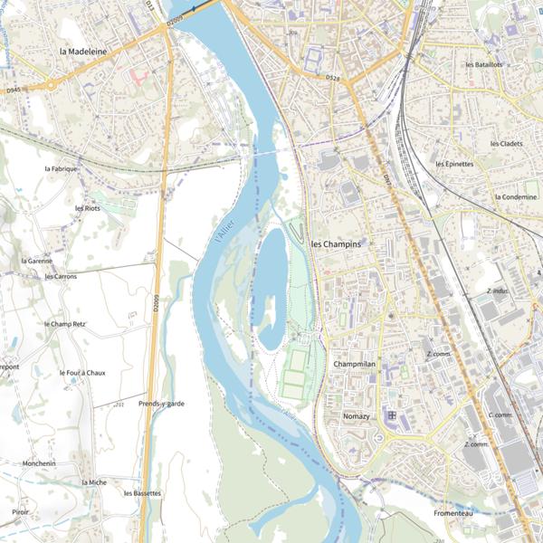 Plan cartographique de Plan d'Eau des Champins