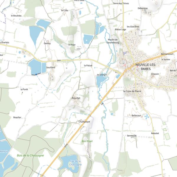 Plan cartographique de Plan d'eau des Granges