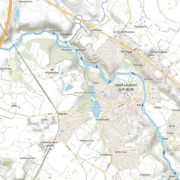 Plan cartographique de Plan d'eau des Karuns à Saint Laurent sur Sèvre : 1,1ha