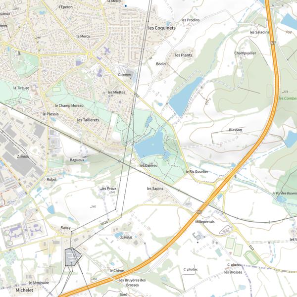 Plan cartographique de Plan d'Eau des Ozieres