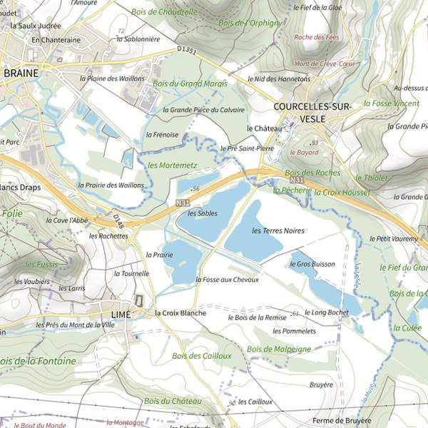 Plan cartographique de Plan d'Eau des Sables