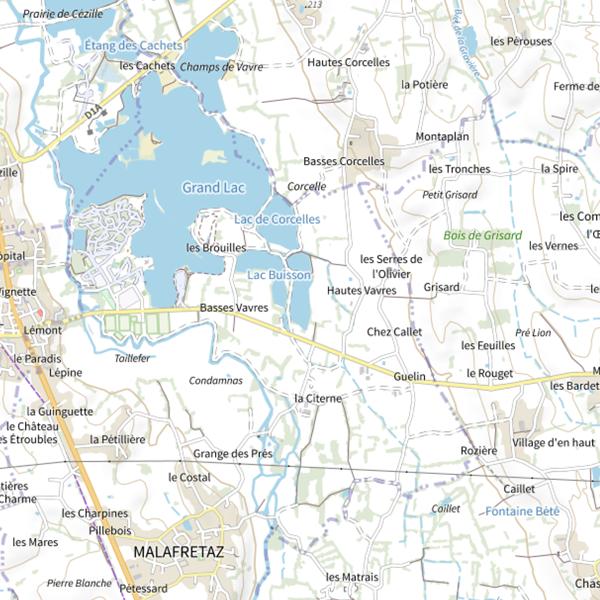 Plan cartographique de Plan d'Eau des Vavres