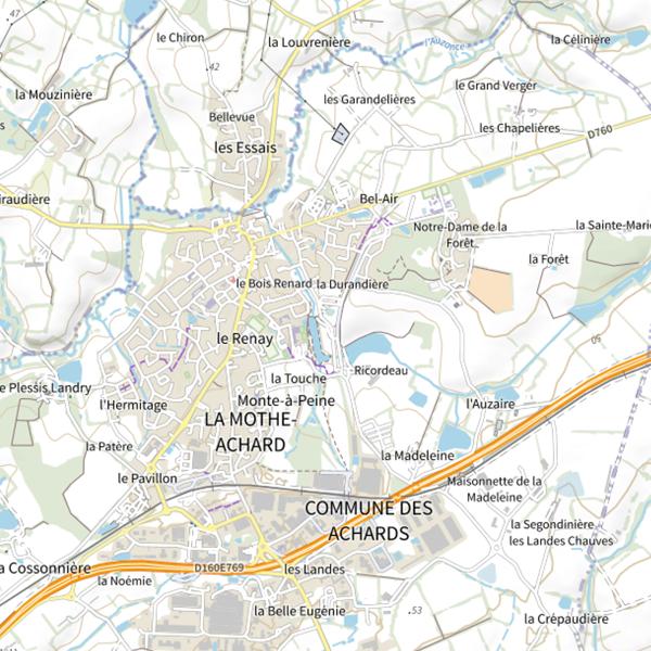Plan cartographique de Plan d'eau du Bibrou, la Mothe-Achard