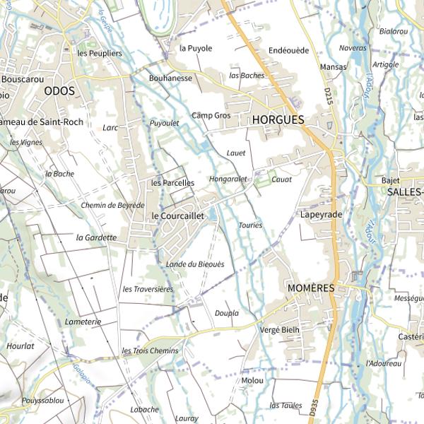 Plan cartographique de Plan d'eau du Bieoues (Horgues)