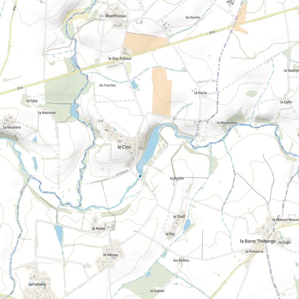 Plan cartographique de Plan d'Eau du Clos