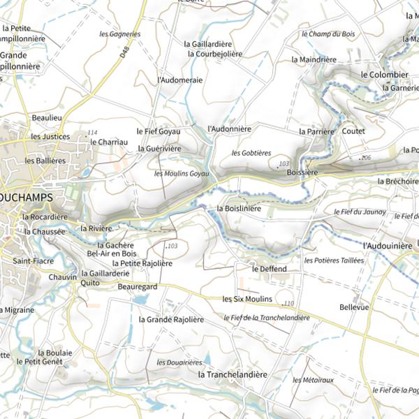 Plan cartographique de Plan d'eau du Deffend à Mouchamps: 1ha