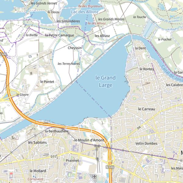 Plan cartographique de Plan d'Eau du Grand Large (Meyzieu)
