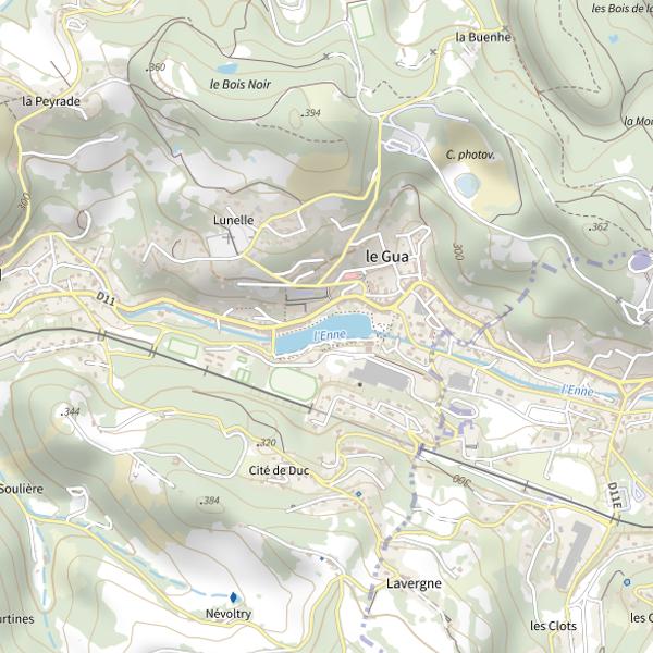 Plan cartographique de Plan d'eau du Gua (lâchers de truites)