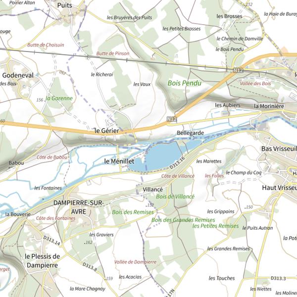 Plan cartographique de Plan d'Eau du Ménillet