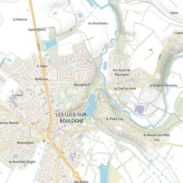 Plan cartographique de Plan d'eau du Ranch aux Lucs-sur-Boulogne : 2 ha
