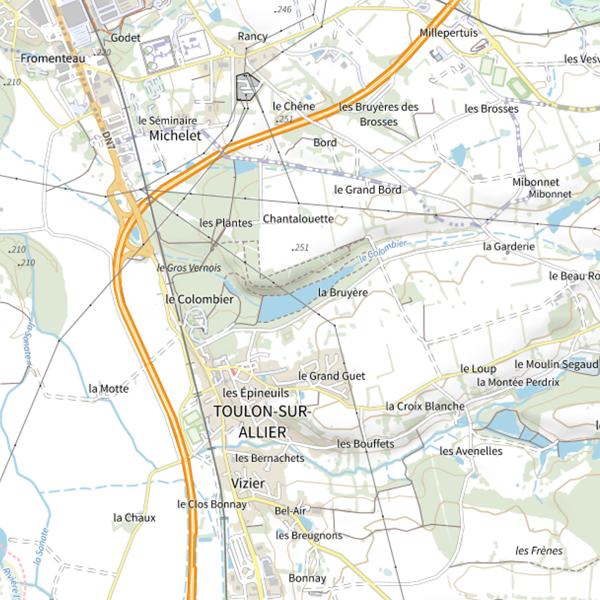 Plan cartographique de Plan d'Eau du Riau de Bessay