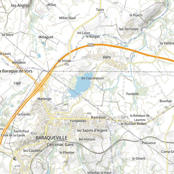 Plan cartographique de Plan d'eau du Val de Lenne