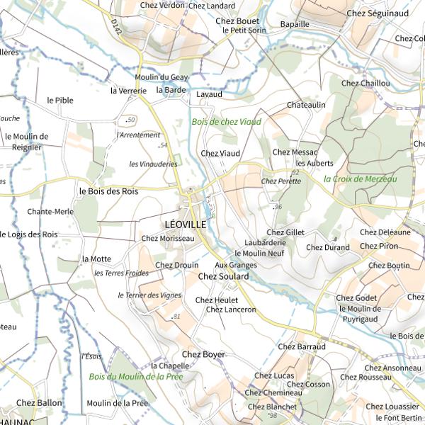 Plan cartographique de Plan d'eau les Antilles (Léoville)