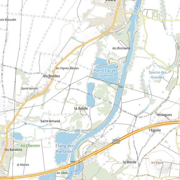 Plan cartographique de Plan d'Eau les Couleyras (Joze)